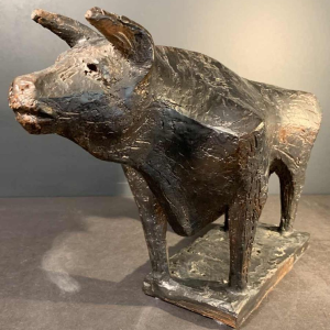 MARIO PERUGGINI, Brutalist Glazed Stoneware " Bull " animal sculpture, 1960s