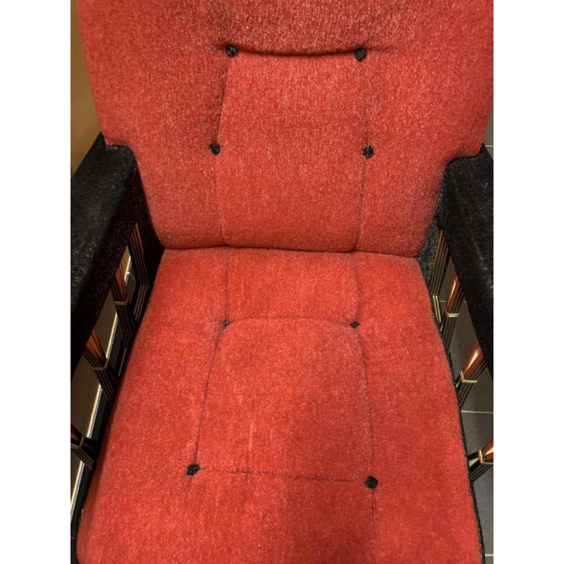 Pair of Vintage Italian Club Armchairs, (wear on velor armrests), 1950s