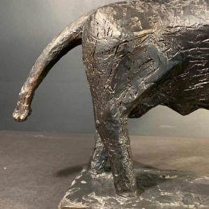 MARIO PERUGGINI, Geglazuurd Steengoed Dierlijke " Stier " Sculptuur, 1960