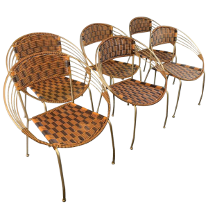 Set van 6 vintage Italiaanse 'Scoubidou' Patio terrasfauteuils, jaren 50/60