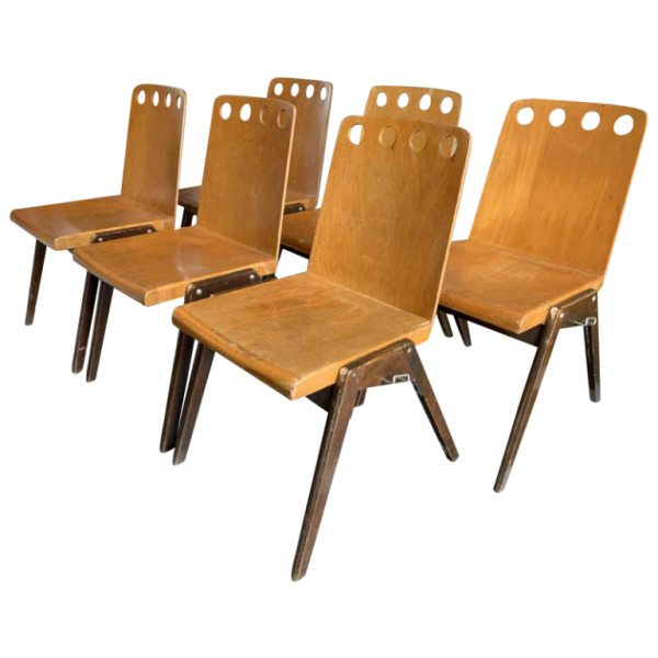ROLAND RAINER voor EMIL & ALFRED POLLAK, Set van 6 Modernistische Stoelen, 1950s