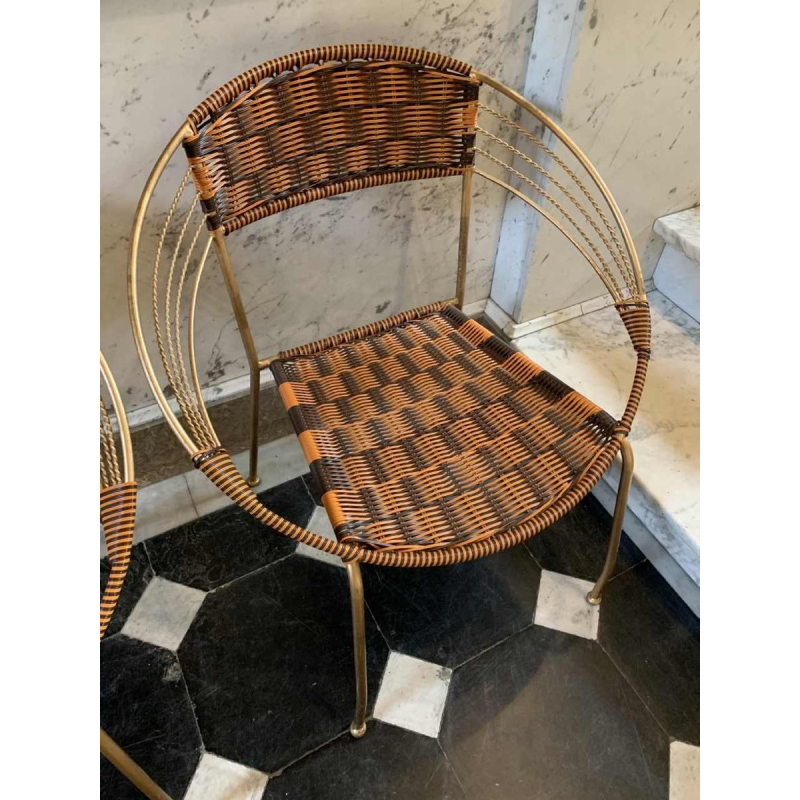 Série de 6 Fauteuils Extérieur 'Scoubidou' Patio Italiens Vintage Jardin, 1950s
