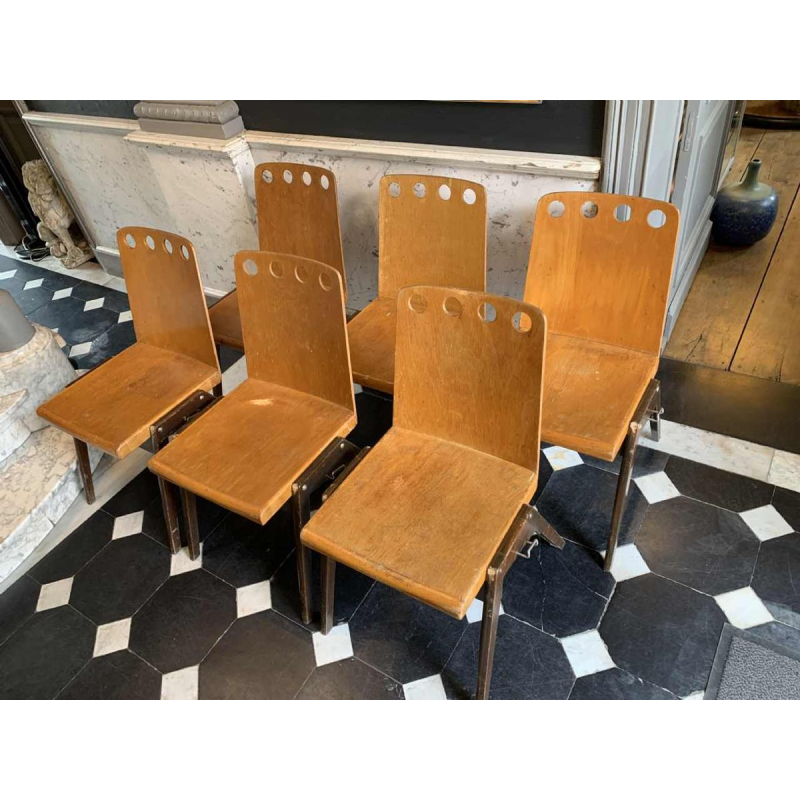 ROLAND RAINER for EMIL & ALFRED POLLAK, Set of 6 Modernist Staking Chairs 1950s