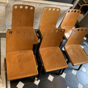 ROLAND RAINER for EMIL & ALFRED POLLAK, Set of 6 Modernist Staking Chairs 1950s