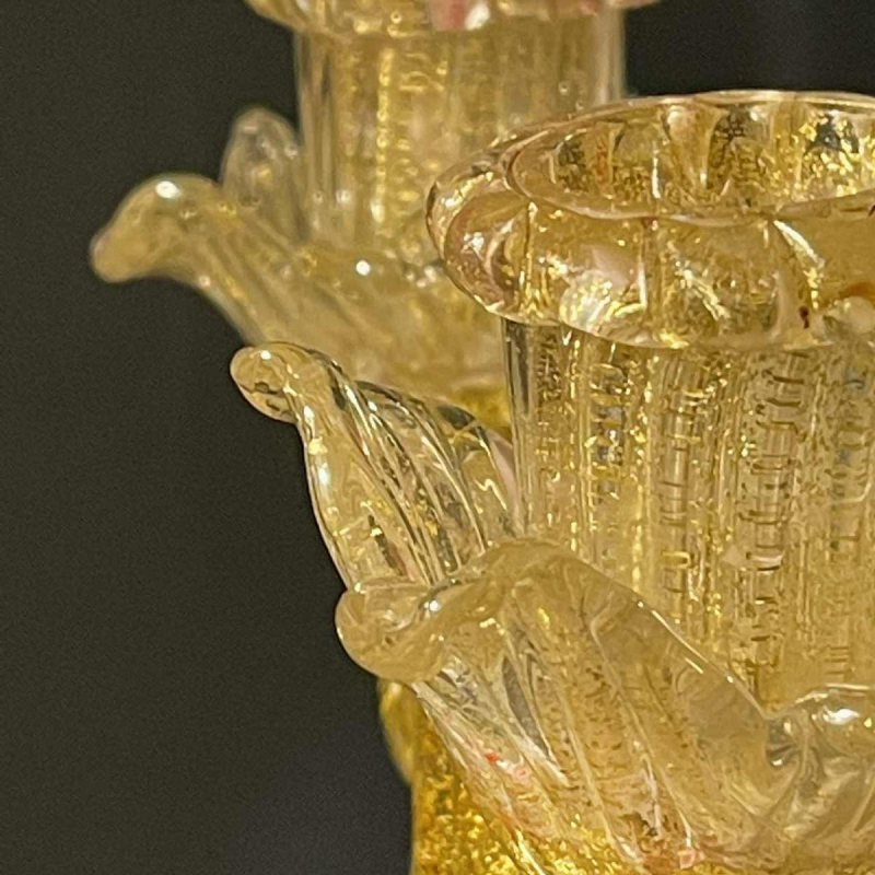 ERCOLE BAROVIER & TOSO Murano, kandelaar kandelaar, gouden glitterglas, 1950