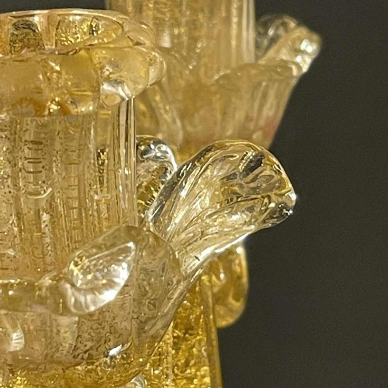 ERCOLE BAROVIER & TOSO Murano, Cande´labre Bougeoir, Verre Pailleté Dore´, 1950