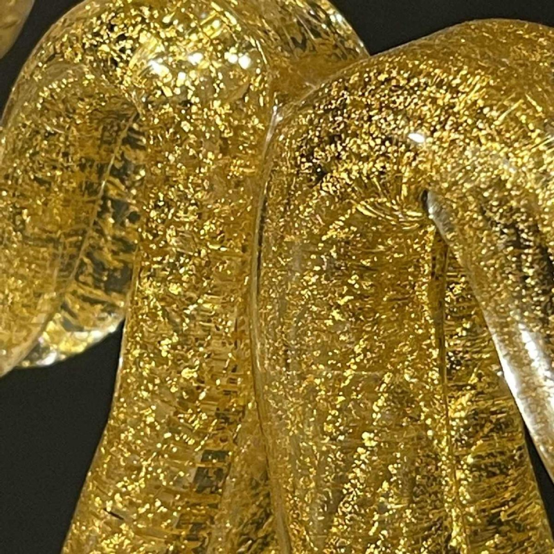 ERCOLE BAROVIER & TOSO Murano, Cande´labre Bougeoir, Verre Pailleté Dore´, 1950