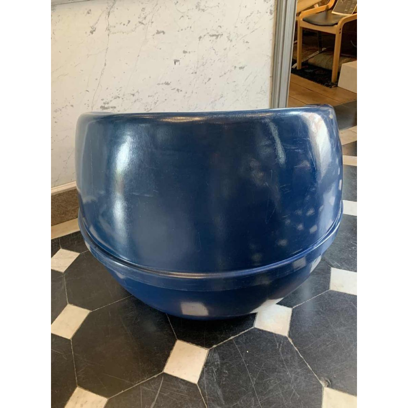 Fauteuil " Boule " Bleu Vintage en Polyster, Style Ball Chair EERO AARNIO, 1970s