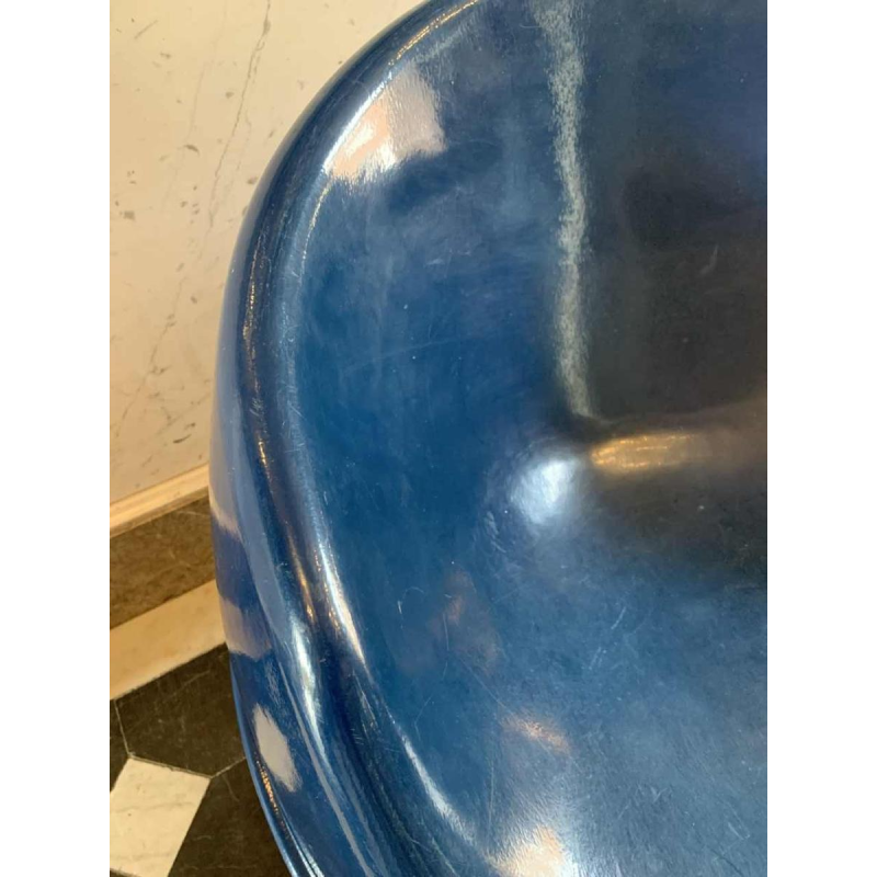 Vintage blauwe polyster "Bal" fauteuil, EERO AARNIO Bal-stoel stijl, 1970