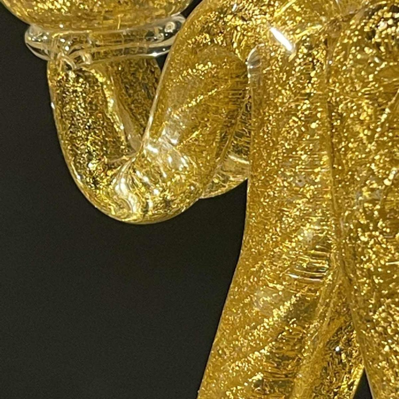 ERCOLE BAROVIER & TOSO Murano, Candelabra Candlestick, Golden Glitter Glass,1950