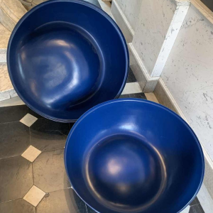 Vintage blauwe polyster "Bal" fauteuil, EERO AARNIO Bal-stoel stijl, 1970