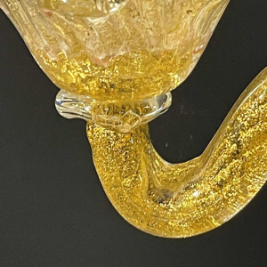 ERCOLE BAROVIER & TOSO Murano, Candelabra Candlestick, Golden Glitter Glass,1950