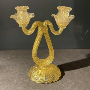 ERCOLE BAROVIER & TOSO Murano, kandelaar kandelaar, gouden glitterglas, 1950