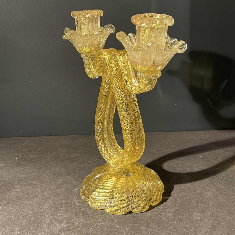 ERCOLE BAROVIER & TOSO Murano, kandelaar kandelaar, gouden glitterglas, 1950