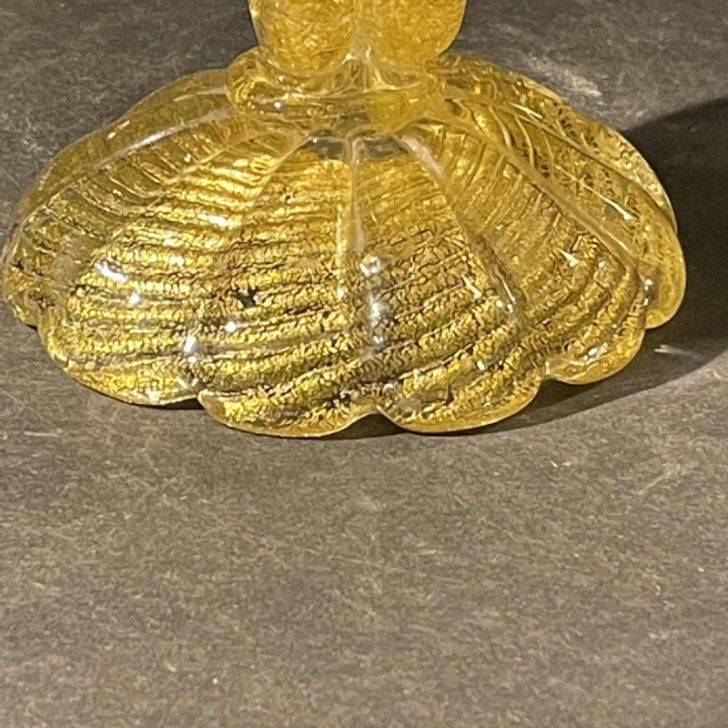 ERCOLE BAROVIER & TOSO Murano, Cande´labre Bougeoir, Verre Pailleté Dore´, 1950