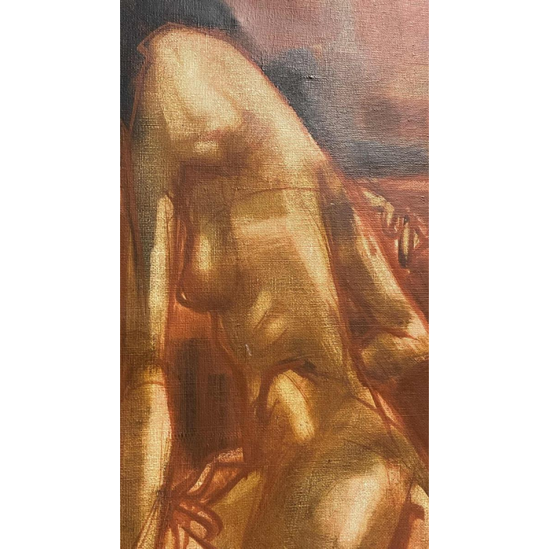 Francis Verlinden, schilderij 'Naakte vrouwen', cabaretscène, olieverf op doek