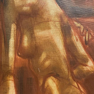 Francis Verlinden, painting 'Naked Women', cabaret scene, oil on canvas, 1970