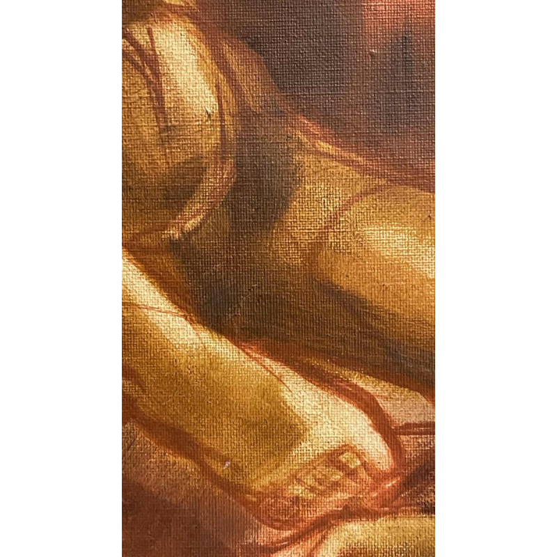 Francis Verlinden, tableau " femmes nues ", scène cabaret, huile sur toile, 1970