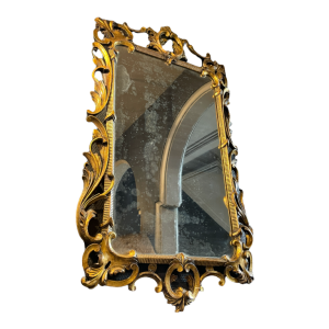 Ancien Miroir Doré Louis XV Rocaille, Bois Sculpte´ et Stuque´, XIXe siècle