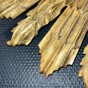 Large Carved Giltwood Sunburst / Witch Mirror, Golded Wall decoration, ca 1950