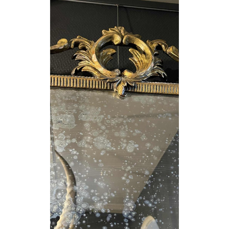 Ancien Miroir Doré Louis XV Rocaille, Bois Sculpte´ et Stuque´, XIXe siècle