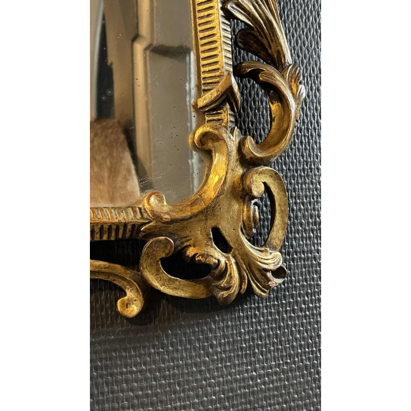 Ancien Miroir Doré Louis XV Rocaille, Bois Sculpte´ et Stuque´, XIXe siècle