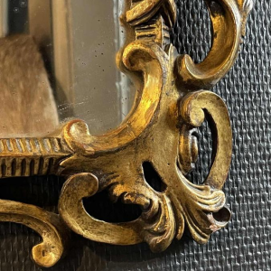 Ancien Miroir Doré Louis XV Rocaille, Bois Sculpte´ et Stuque´, XIXe siècle