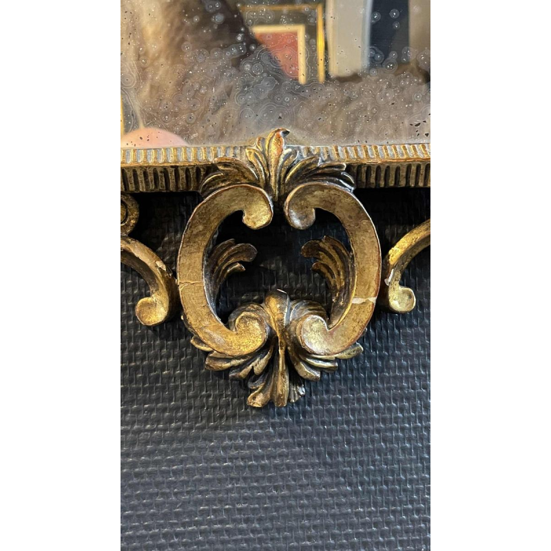 Ancien Miroir Doré Louis XV Rocaille, Bois Sculpte´ et Stuque´, XIXe siècle