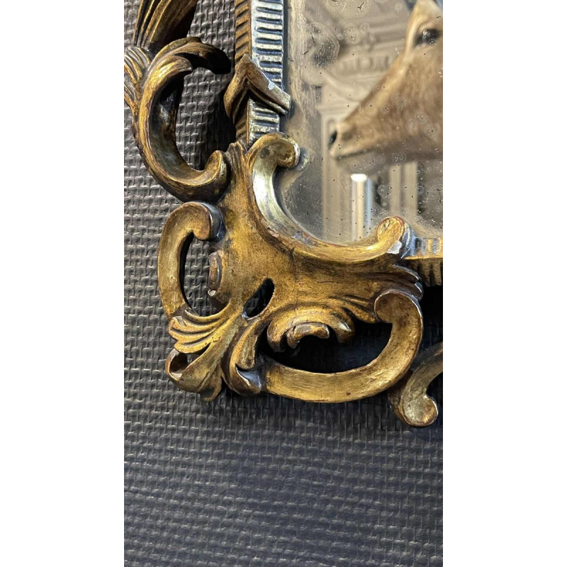 Ancien Miroir Doré Louis XV Rocaille, Bois Sculpte´ et Stuque´, XIXe siècle