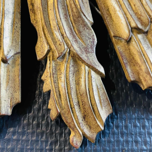 Large Carved Giltwood Sunburst / Witch Mirror, Golded Wall decoration, ca 1950