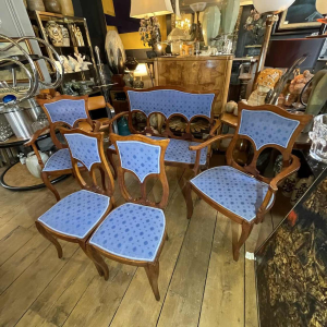 Salon Art Nouveau Complet, 1 Canape´ + 2 Fauteuils + 2 Chaises, ca 1900