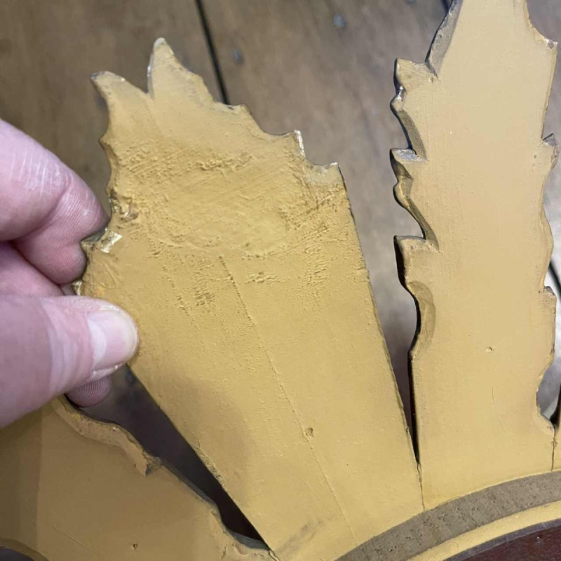 Applique Murale Soleil (70 cm) / Miroir de Sorcière, Bois Sculpté Doré, ca 1950