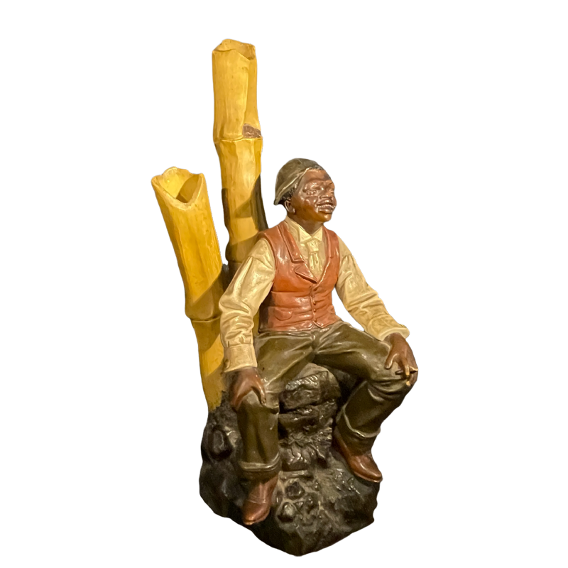 JOHANN MARESCH, " La pause " Sculpture, afro-américain en terre cuite, 1890