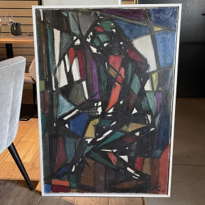 FERDINAND VONCK, tableau abstrait, peinture huile sur toile, ca 1950