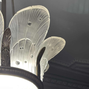 HETTIER & VINCENT (attr) Art Deco chandelier Sandblasted pressed glass, ca 1930