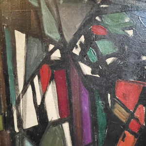 FERDINAND VONCK, tableau abstrait, peinture huile sur toile, ca 1950