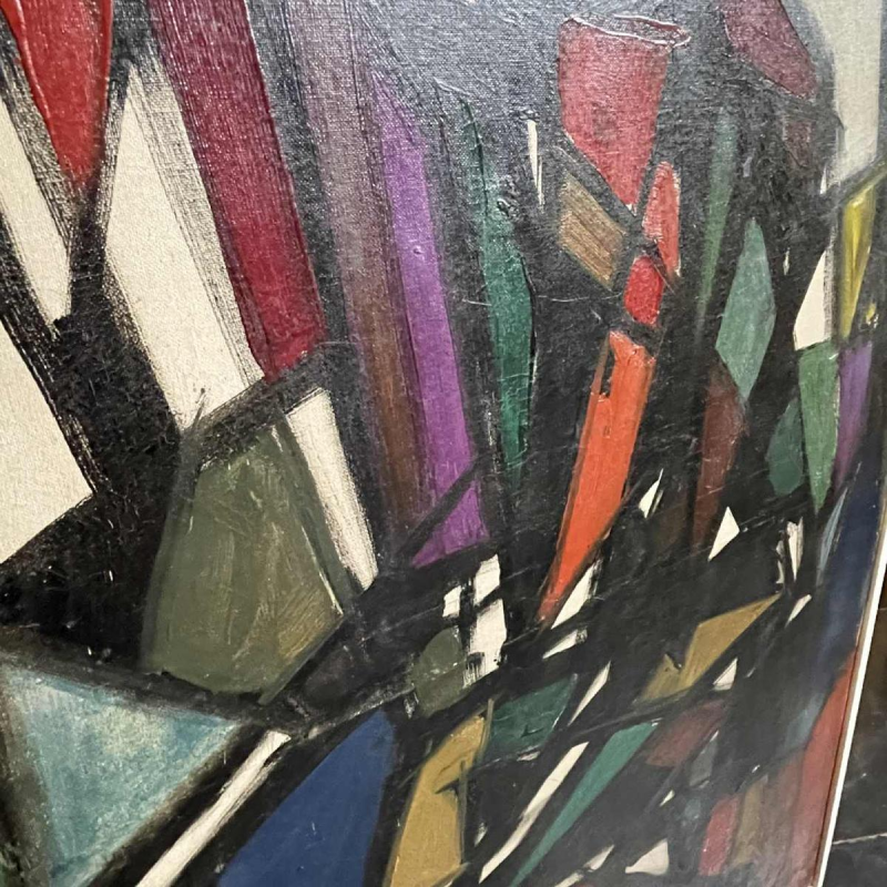 FERDINAND VONCK, tableau abstrait, peinture huile sur toile, ca 1950