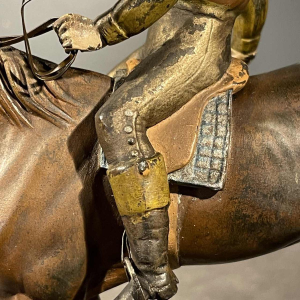 Ruiter Sculptuur / Paard Jockey Standbeeld, Polychroom Regula Beeld, ca 1890