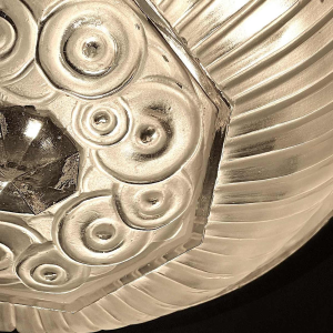 HETTIER & VINCENT (attr) Art Deco chandelier Sandblasted pressed glass, ca 1930