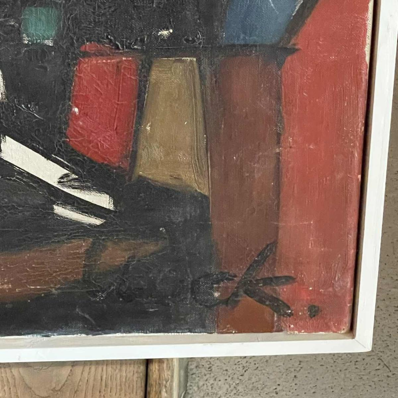 FERDINAND VONCK, tableau abstrait, peinture huile sur toile, ca 1950