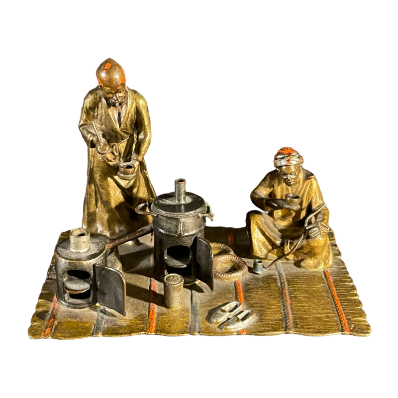 Bronze de Vienne, sculpture orientaliste arabisante " Les vendeurs de thé " 1890