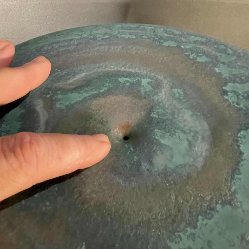 ANTONIO LAMPECCO, turkoois keramische halve bolvaas, ca 1980