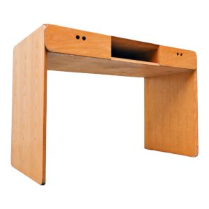 Derk Jan de Vries, beukenhouten bureau/kaptafel, modernistisch ontwerp, ca 1980