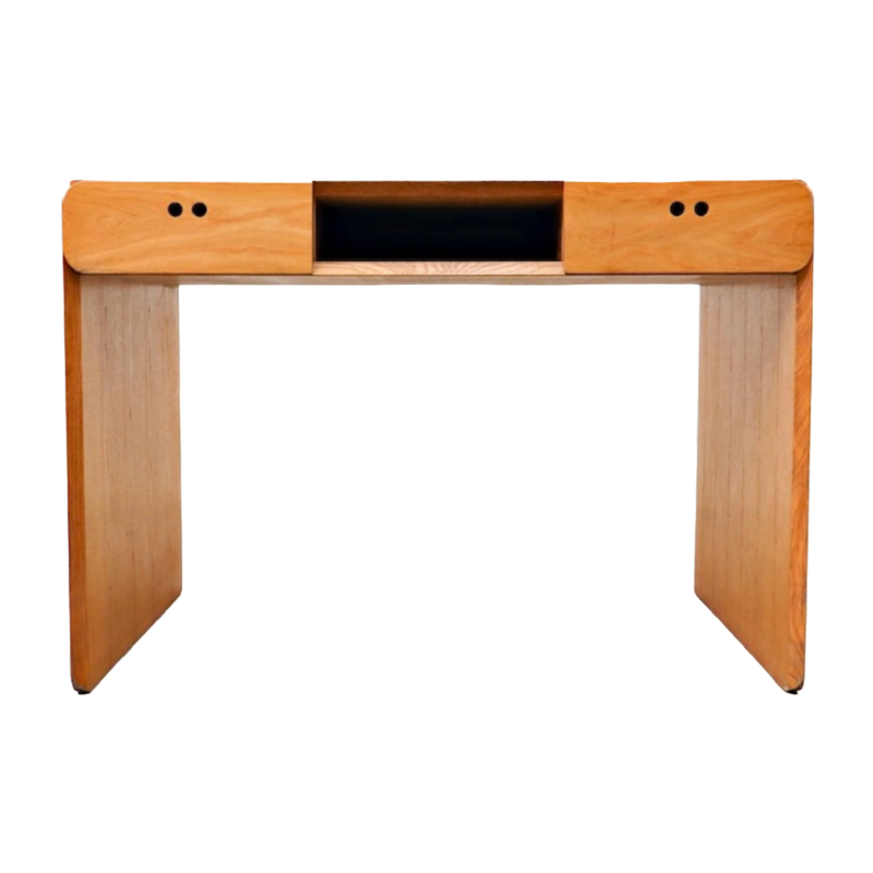 Derk Jan de Vries, beukenhouten bureau/kaptafel, modernistisch ontwerp, ca 1980