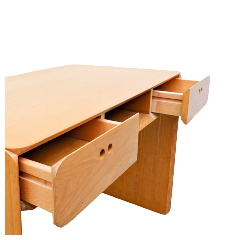 Derk Jan de Vries, beukenhouten bureau/kaptafel, modernistisch ontwerp, ca 1980