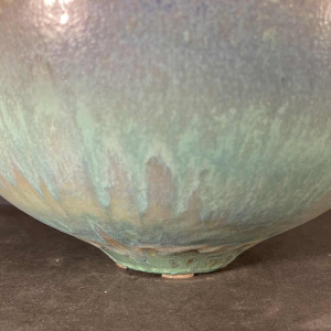 ANTONIO LAMPECCO, turquoise ceramic half sphere vase, ca 1980