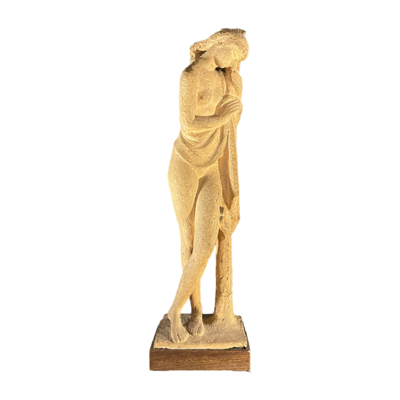 ALPHONSE DARVILLE "gedrapeerde naakte vrouw" uniek terracotta sculptuur, 1959