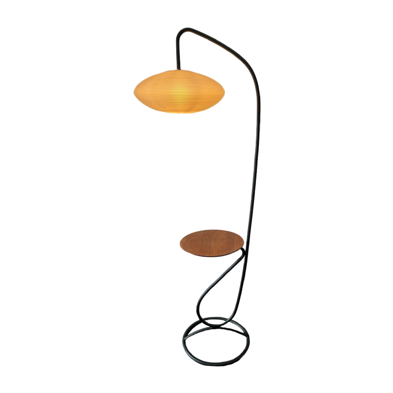 Mathieu Matégot (attribué), lampadaire ( lampe & table ) métal tubulaire ca 1960