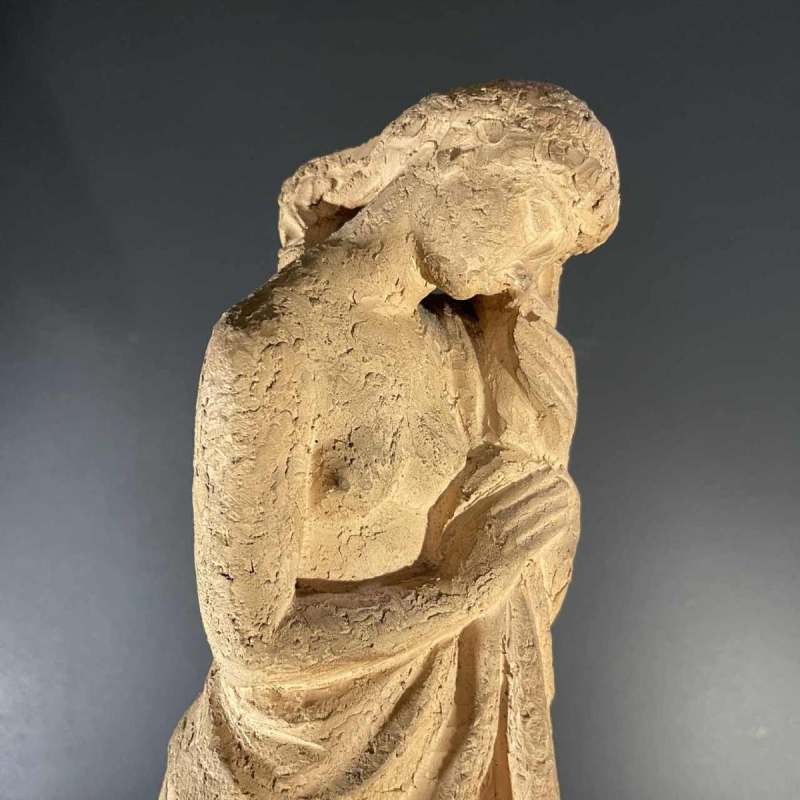 ALPHONSE DARVILLE "femme nue drapée" sculpture terre cuite, pie`ce unique, 1959