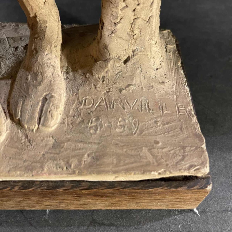 ALPHONSE DARVILLE "gedrapeerde naakte vrouw" uniek terracotta sculptuur, 1959